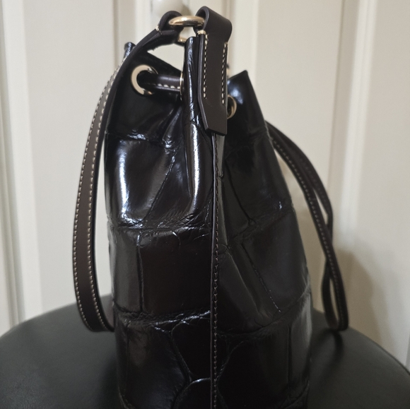 Dooney Denison Crossbody Drawstring Bag - Color: Espresso - Picture 4 of 12